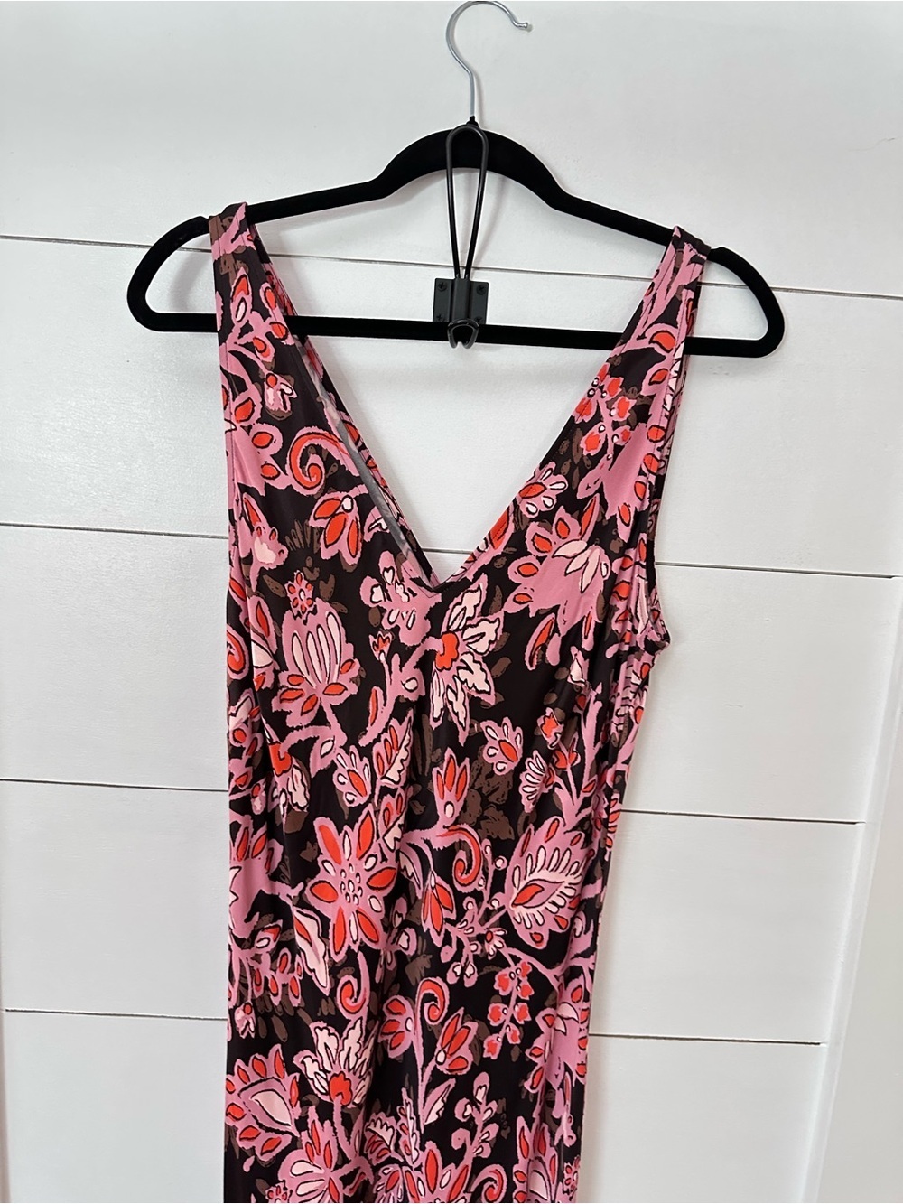 NEW Loft 12 Floral Bias brown-pink front slit satin slip maxi dress romantic - Picture 5 of 12